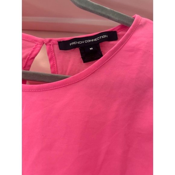 FRENCH CONNECTION Womens Hot Pink Sleeveless Top Size M Round Neck Keyhole Back - Picture 2 of 5